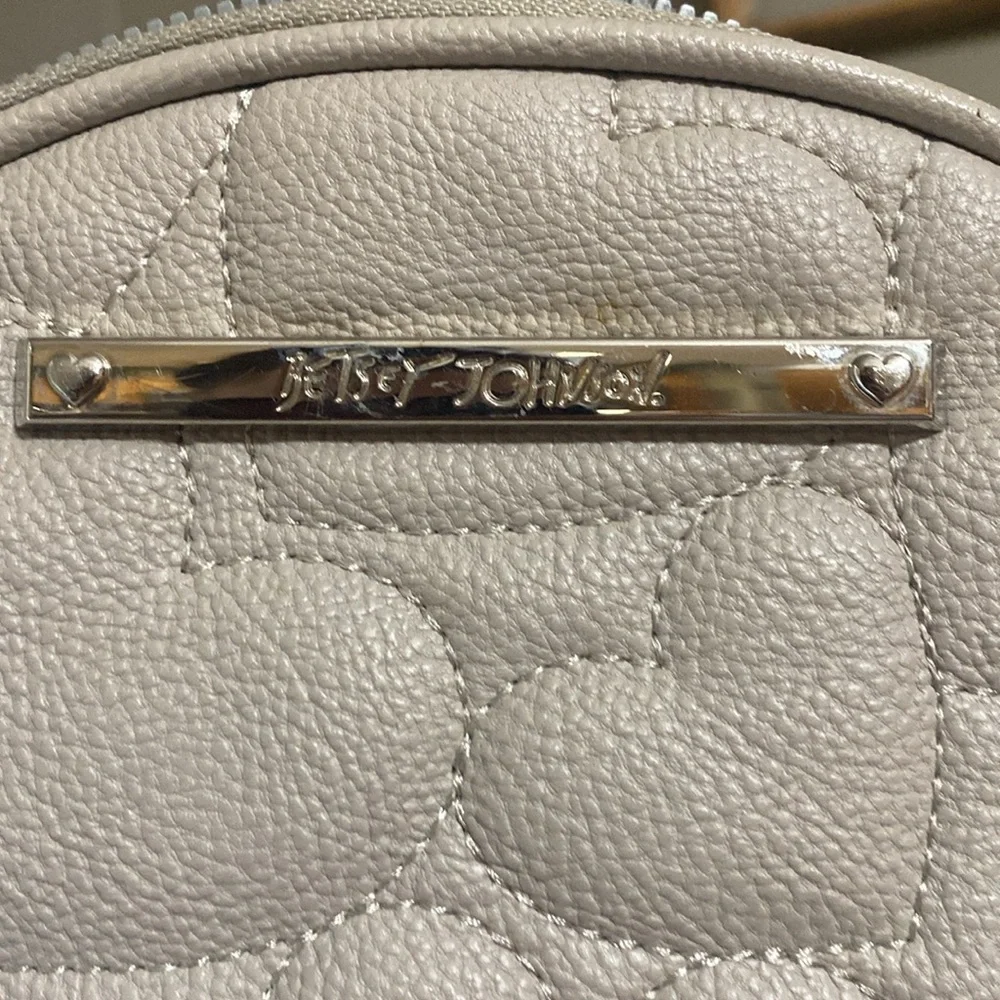 Betsey Johnson Taupe Mini Backpack with Floral Interior